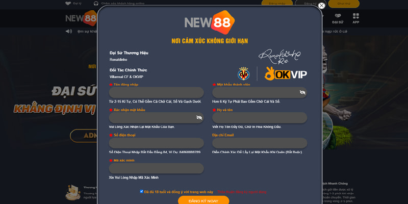 Nhà Cái Uy Tín NEW88 – Sân Chơi Cá Độ Được Săn Đón Nhất 2026 4 Đăng ký tài khoản tại New88